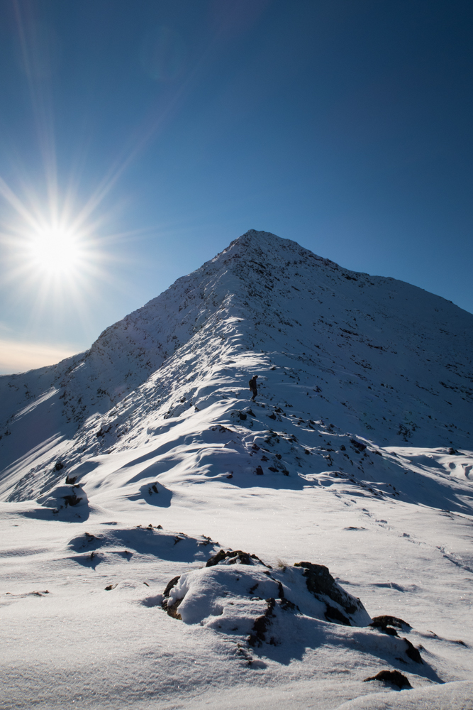 A'Chioch on Mull in winter with the sun