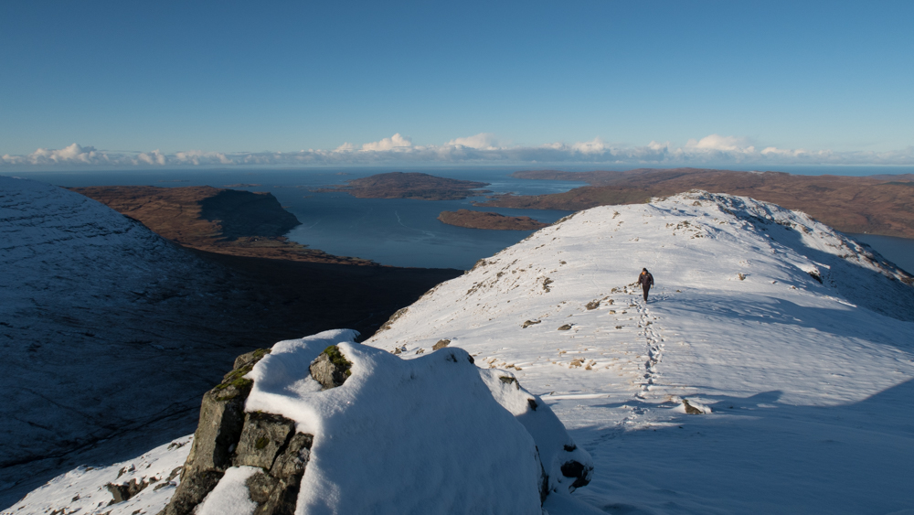 Beinn Fhada ridge with a person walking