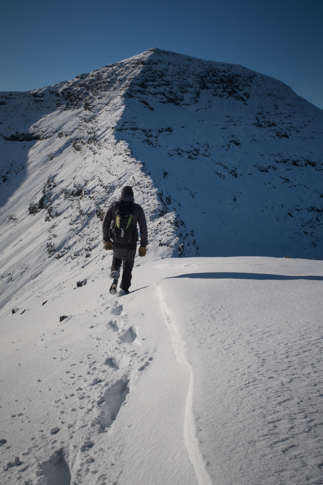Walker heads towards the Ben More ridge