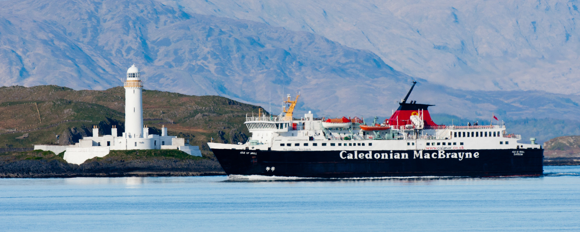 The Isle of Mull Ferry passing Lismore on the sailing to Mull, a tranquil way of getting to Mull