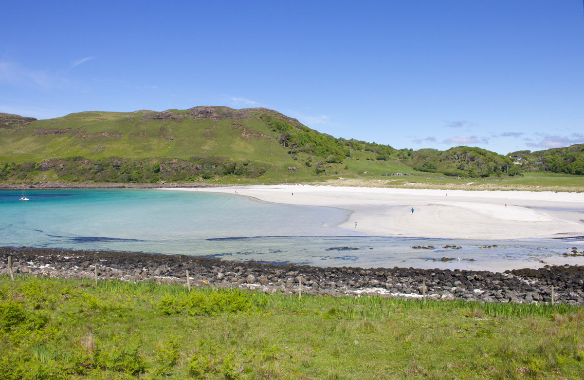 Often named Mull's most beautiful beach, Calgary Bay is a stunning sweep of white sands in a horseshoe shape, with lovely walks along the coastline nearby.