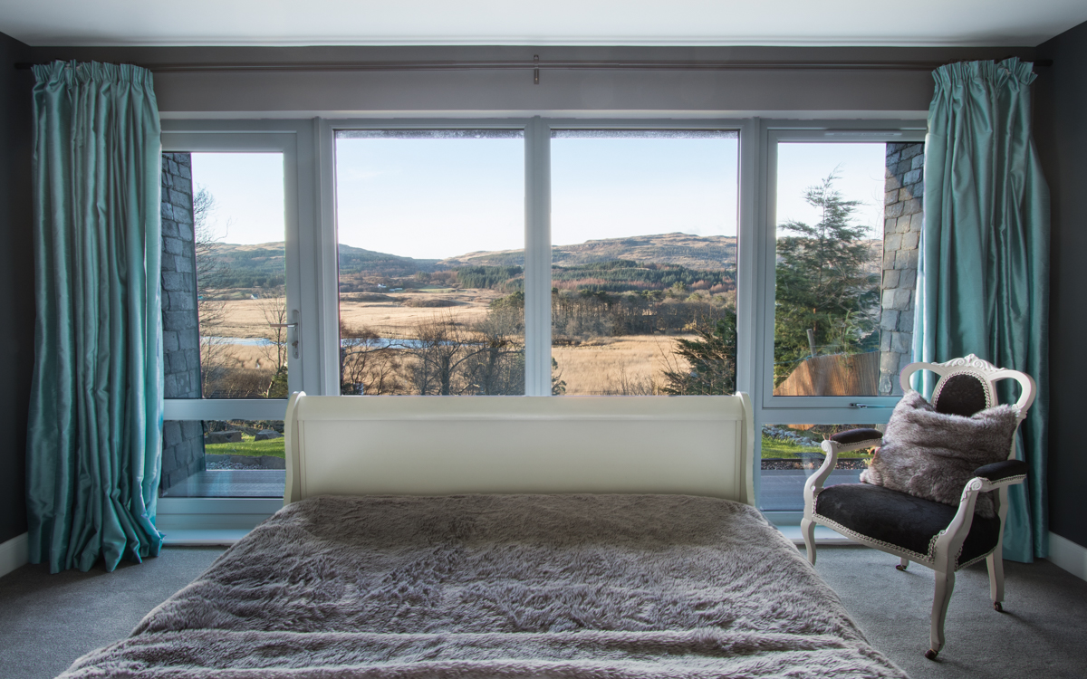 View over the hills from the sleigh bed at The Old Little Theatre