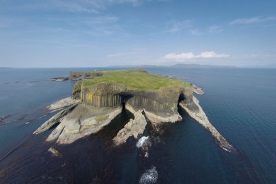 Staffa and The Great Face as seen from the air