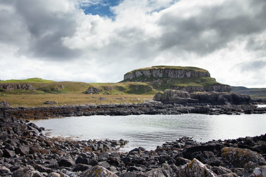Dun Ara remains of castle at Glengorm
