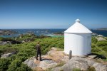 Walker at the disused lighthouse observatory on Erraid