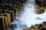 Waves crashing into the basalt on Staffa