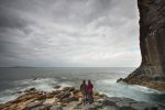 Visitors on Staffa in the autumn time