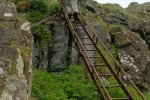 The steel ladder along the walk to the fossil tree