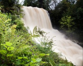 Waterfall in spate at Aros Park near Tobermory