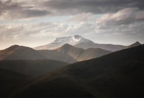 Looking over Mull's interior mountains to a distant Ben More