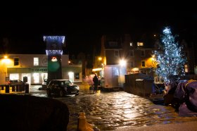 Christmas lights at Tobermory pier