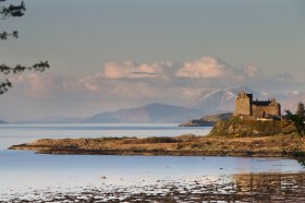 Duart castle as seen looking across Duart bay