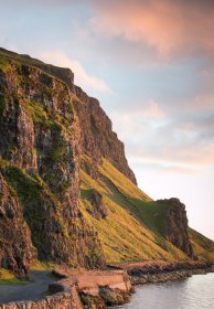 The road skirting below the cliffs at Gribun on Mull's west coast