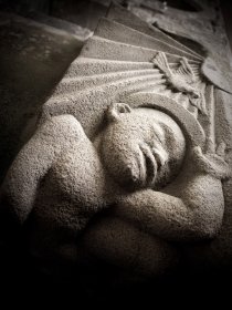 Stone carving in Iona abbey cloisters