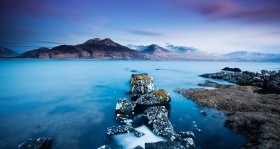 Loch na Keal after sunset in winter