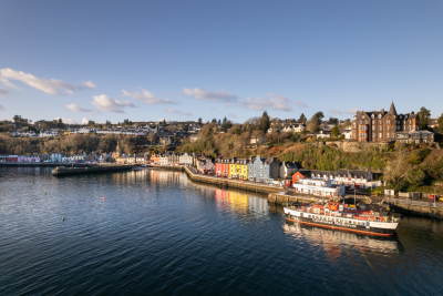 Staffa Apartment's iconic location on Tobermory harbourfront