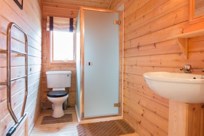 The small shower room serves both bedrooms