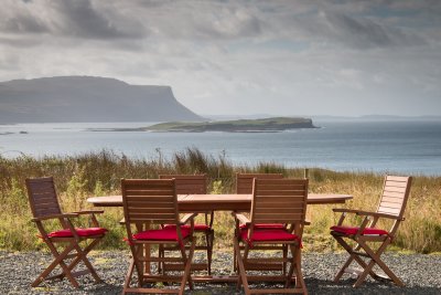 Outdoor seating with a view