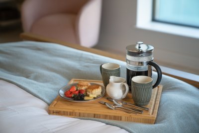 Breakfast in bed seems essential whilst holidaying in this luxurious property