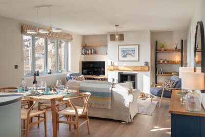 Looking across the living area with stunning sea views