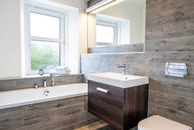 The en-suite to the master bedroom with luxe finishes