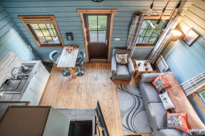 Looking down on the living area
