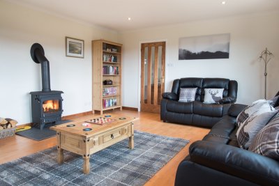 Living room with wood burning stove