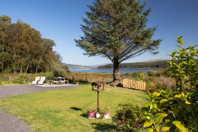 Spacious garden with seating area