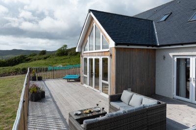 Enjoy the sunshine at the front of Caber Feidh