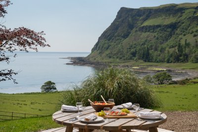 Dine alfresco with one of the finest views on the island