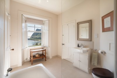 The Jack-and-Jill bathroom, shared by one double and twin