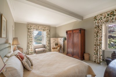 Beautiful sea and garden views from this double bedroom