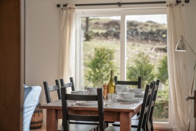 Lovely garden and hill views over dinner