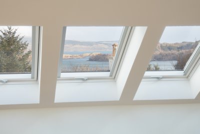 Views toward the harbour over the rooftops