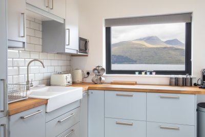 Belfast sink and a lovely view from the kitchen window