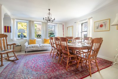 Dining area with lovely views from the many windows