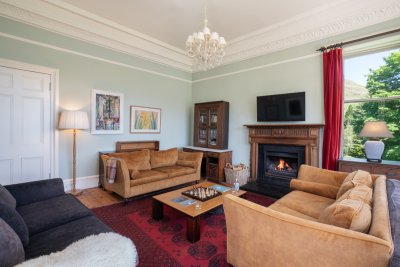 Gather around the open fire and relax at the lodge