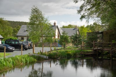 This wildlife pond offers a charming welcome as guests arrive at Corry Meadows, the location of Daisy Cottage