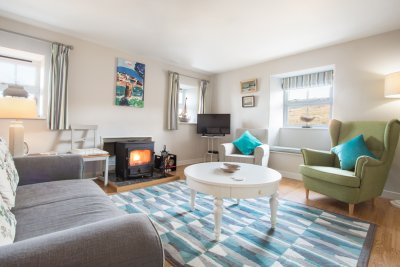 Sitting room with wood burning stove