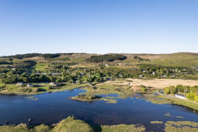 Loch Cuin and Torr a Mhannich in the village of Dervaig