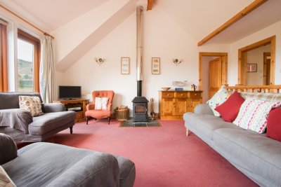 Living area with woodburning stove