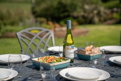 Enjoy dining alfresco in the beautiful garden