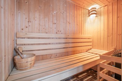 Warm up after a wild swim in the private sauna