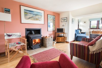 Living area with wood burning stove