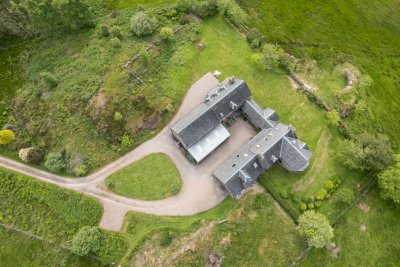Looking down on Studio Apartment, the Coach House and Kilpatrick Farmhouse