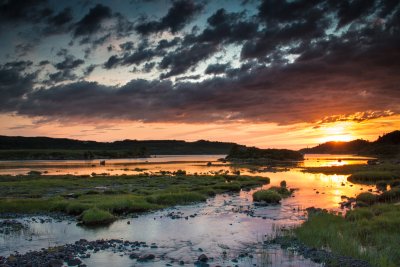 Fiery sunsets over west facing Loch Cuin