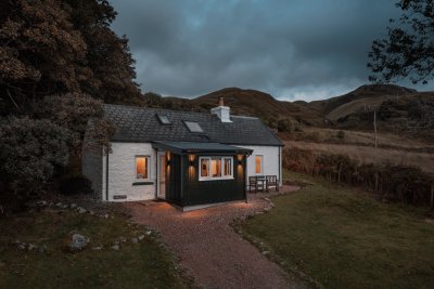 Dusk falls over Mabel Cottage