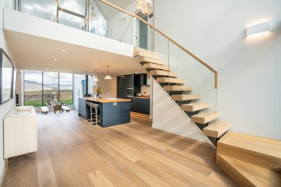 Gorgeous floating staircase leading to the upper floor