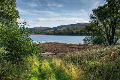 Loch Cuin is found opposite the driveway of the Lodge with access to the rocky shoreline - the perfect spot to sit and watch for otters