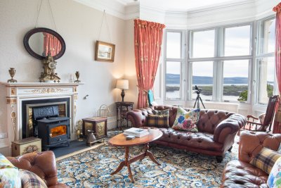 Drawing room with wood burning stove